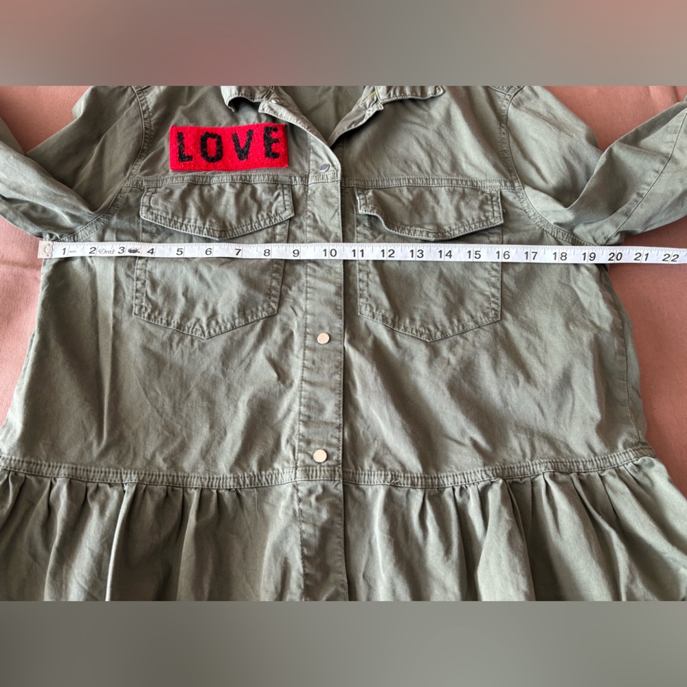 Mango LOVE Patch Olive Green Jacket - image 10